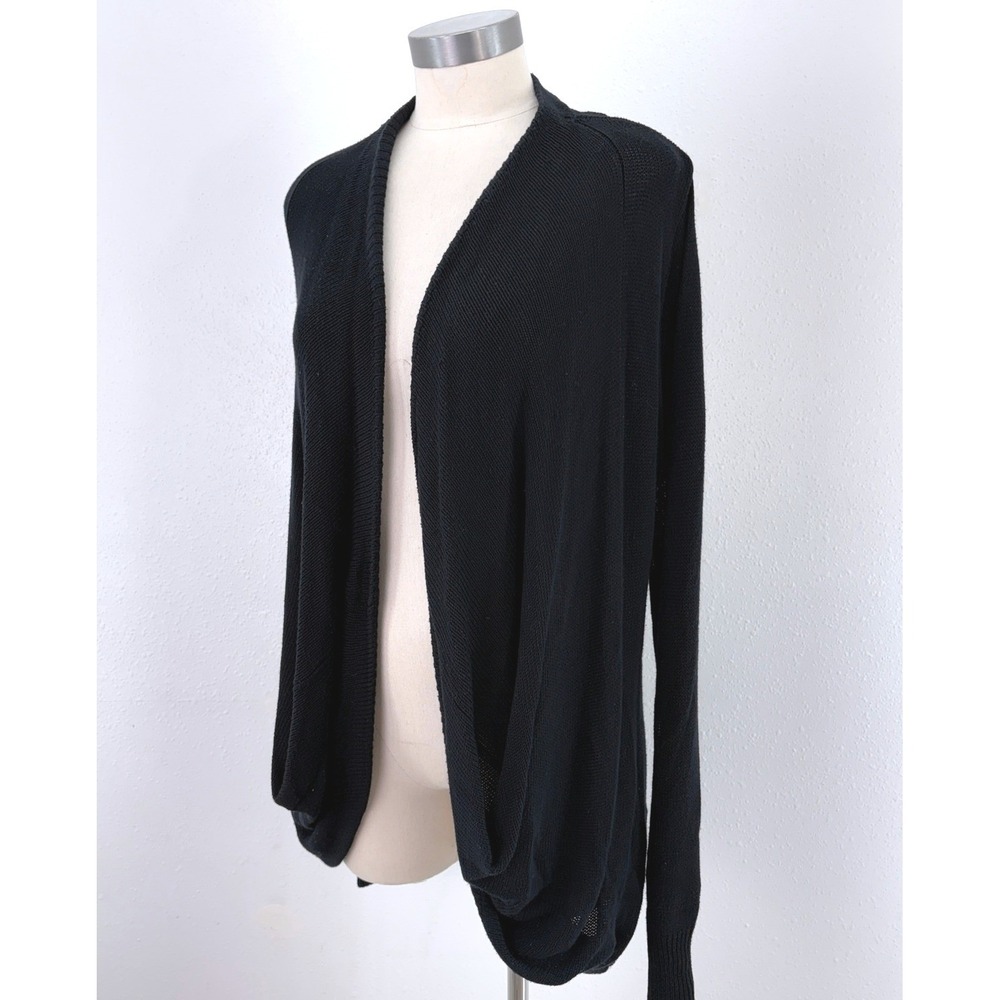Vince Black Rayon Cocoon Cardigan Draped Open Front Pockets M